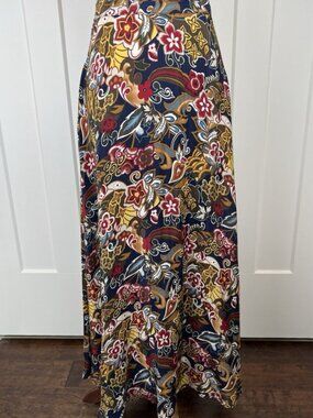 Vintage Breeches 100% Silk Boho Maxi Skirt Floral Paisley Flounce Size 10